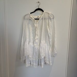 Free People White Tunic Blouse (size S, runs large)